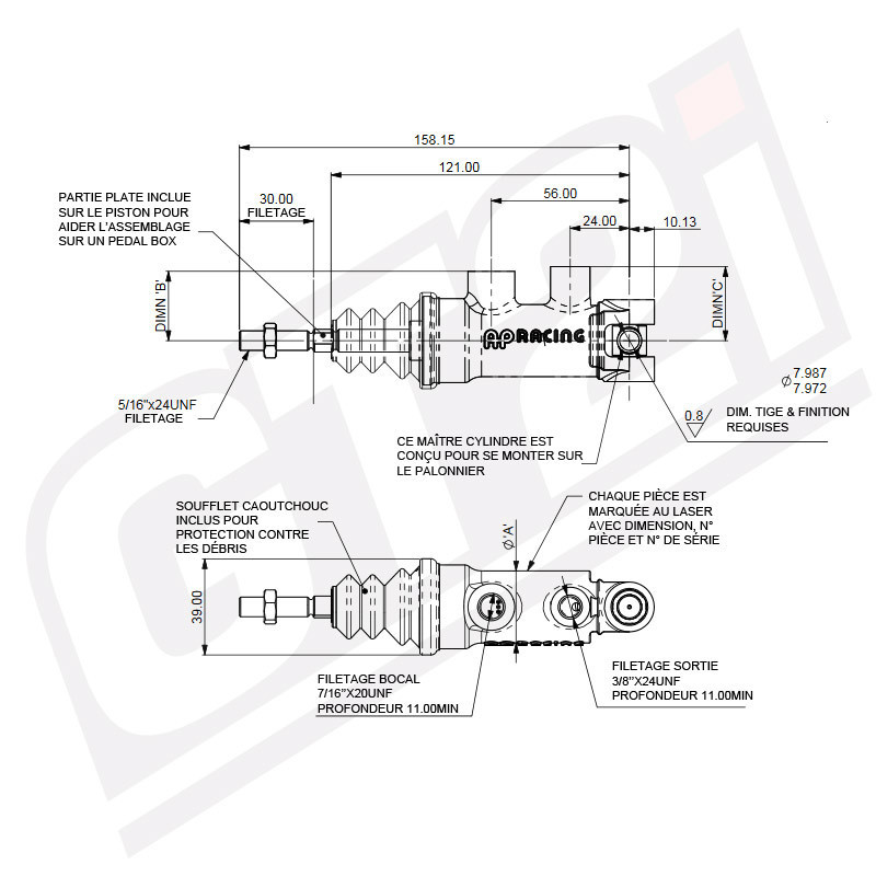 AP Racing CP7854-94 master cylinder diameter 22.2mm (0.875") - AP-CP7854-94PRTE - CP7854-94PRTE - 3661768605127