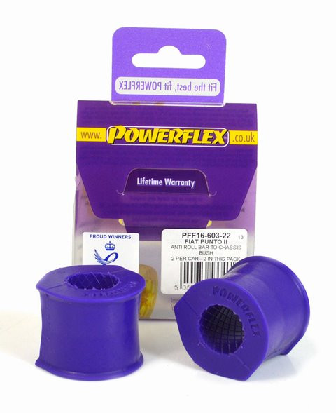 Silent-Bloc Powerflex stabilisatorstang vooraan op 22mm-chassis Fiat Punto MK2 (1999 - 2005) - PF-F1660322-2 - PFF16-603-22 - 5055676533401