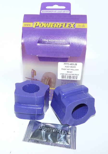 Silent-Bloc Powerflex barre Anti-Roulis Avant sur Châssis 28mm Audi V8 Type 44 & C4 (1988-1994) - PF-F340328-2 - PFF3-403-28 - 5055676500915