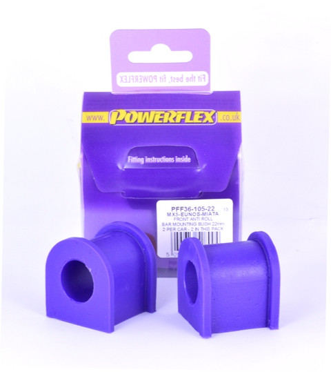 Powerflex bushes for Front Anti Roll Bar Mounting Bush 22mm Mazda MX-5, Miata, Eunos Mk2 NB (1998-2005) - PF-F3610522-2 - PFF36-105-22 - 5055676528094
