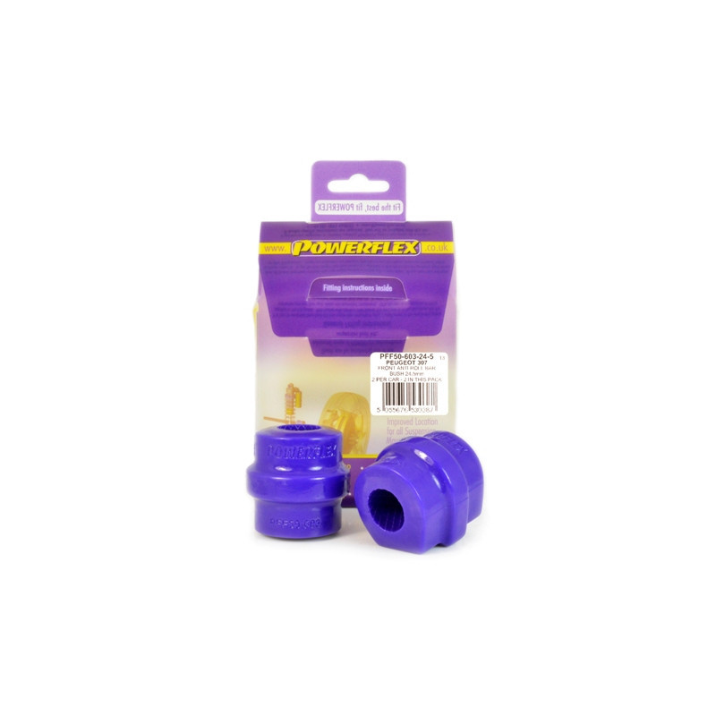 Silent-Bloc Powerflex stabilisatorstang voor 24.5mm Peugeot 307 (2001-2011), Peugeot 308 (2007-2014) - PF-F50603245-2 - PFF50-603-24.5 - 5055676530387