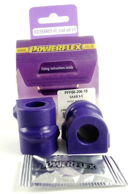 Silentbloc Powerflex pentru bară antiruliu față, 18 mm, Saab 9-5 (1998-2010) YS3E - PF-F6620618-2 - PFF66-206-18 - 5055676507716
