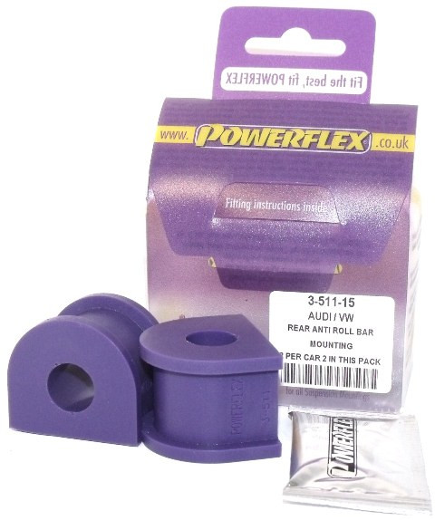 Silent-Bloc Powerflex Antistabilisatorstang achter 15mm Audi 80, 90 Quattro incl Avant (1992-1996), S2 B4, RS2 B4 (1994-1996) - PF-R351115-2 - PFR3-511-15 - 5055676501035