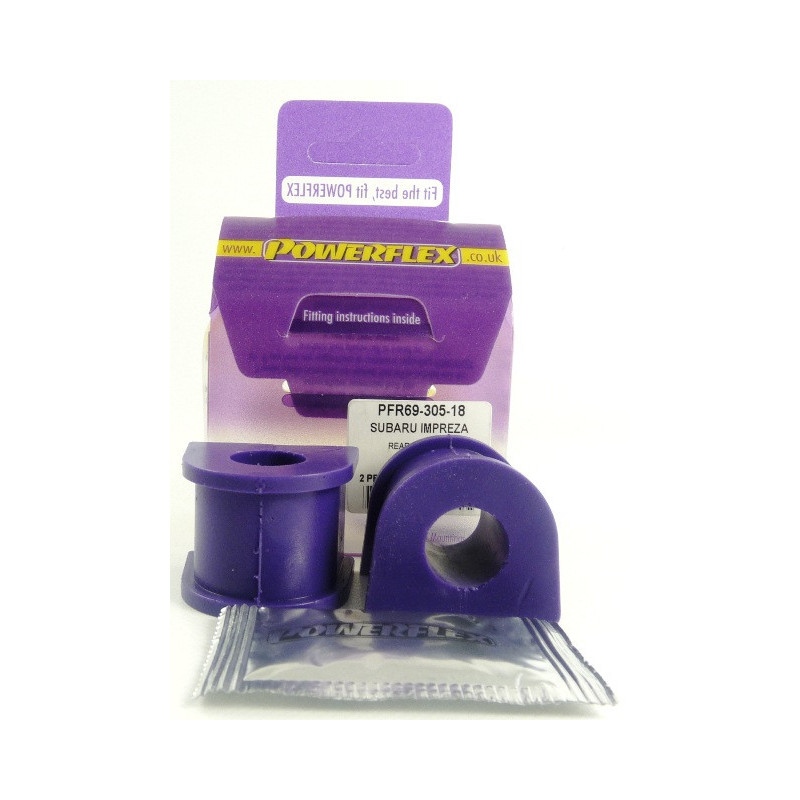 Silent-Bloc Powerflex stabilisatorstang achter op 18 mm chassis Subaru Impreza Turbo, WRX & STi GD,GG (2000 - 2007) - PF-R6930518-2 - PFR69-305-18 - 5055676508539