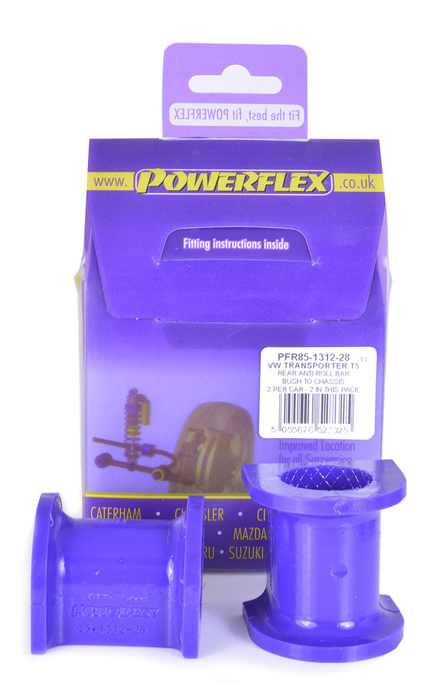 Silent-Bloc Powerflex Barre Anti-Roulis Arrière sur Châssis 28mm Volkswagen T5 Transporter inclu 4Motion (2003-2015) - PF-R85131228-2 - PFR85-1312-28 - 5055676527325