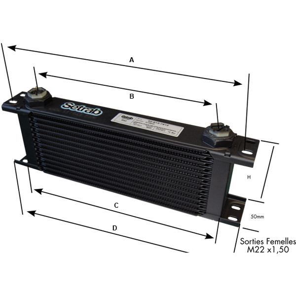 34-rijige oliekoeler M22x150 SETRAB - G-934M22I - 934M22I - 3661768725467