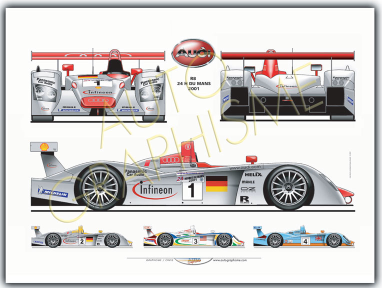 Audi R8 Le Mans 2001 poster - AG-AU02 - AU02 - 36617681497280