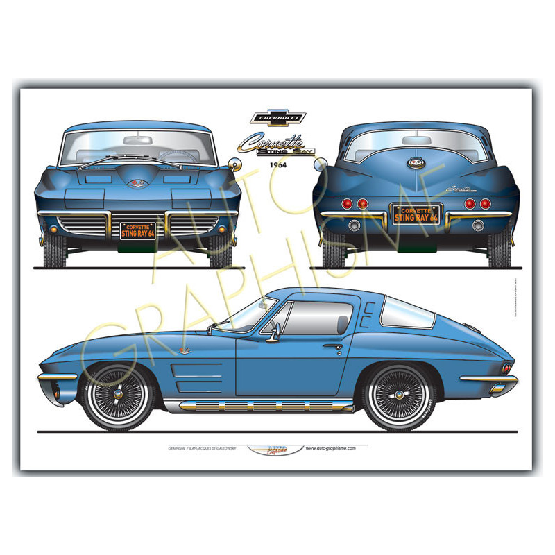 64 Chevrolet Corvette Stingray poster - AG-CH01 - CH01 - 36617681497357