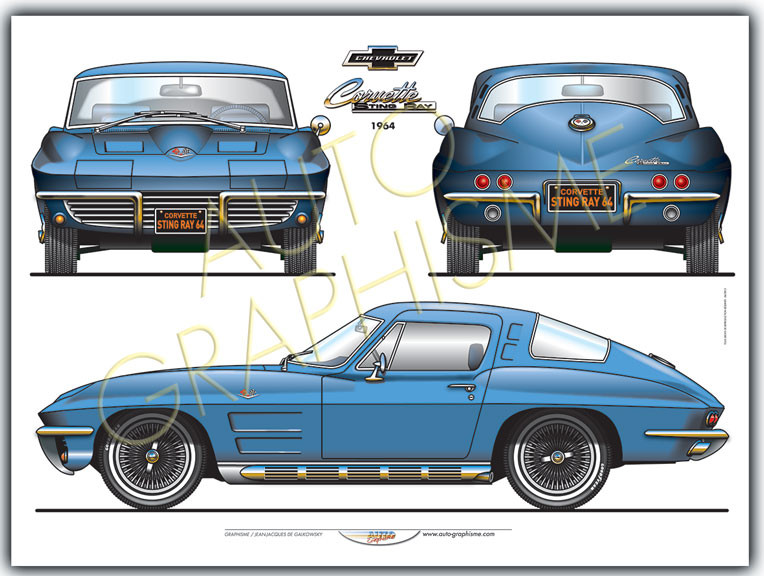 Chevrolet Corvette Stingray 64 poster - AG-CH01 - CH01 - 36617681497357