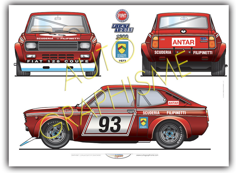 Poster Fiat 128 Coupé Filipinetti - AG-FI02 - FI02 - 36617681497474