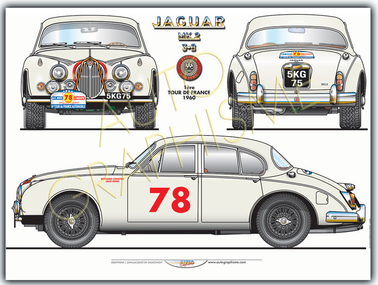 Jaguar MK2 318 Tour de France poster - AG-JAG02 - JAG02 - 36617681497531