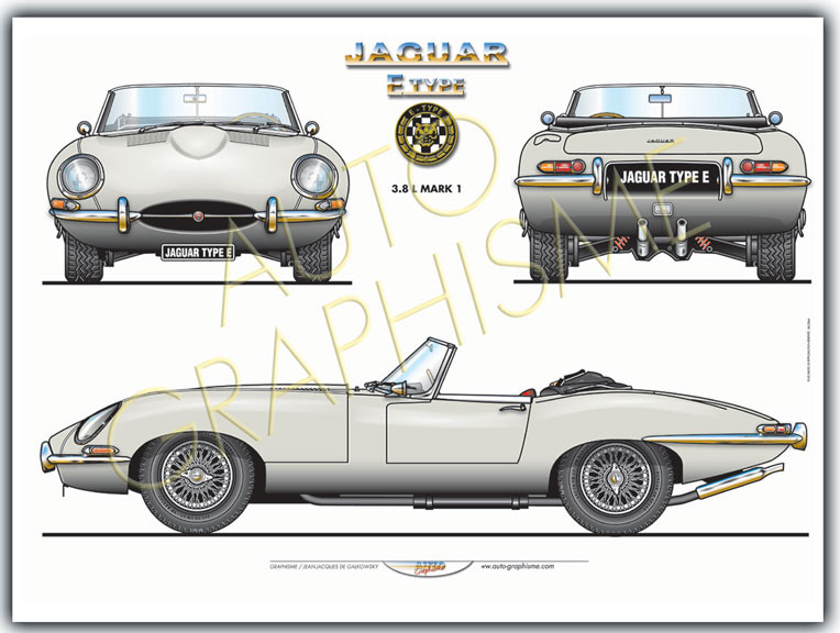 Jaguar E-Type S1 Convertible Poster - AG-JAG05 - JAG05 - 36617681497561