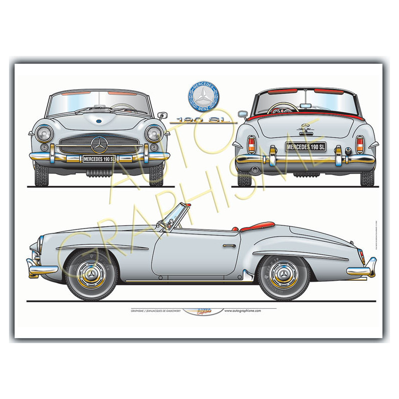 Mercedes 190 SL poster - AG-MER01 - MER01 - 36617681497688
