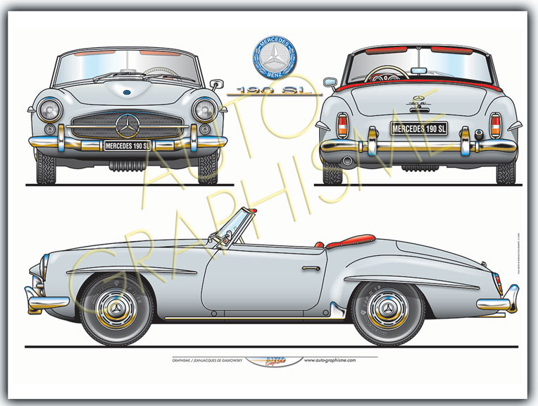 Mercedes 190 SL poster - AG-MER01 - MER01 - 36617681497688