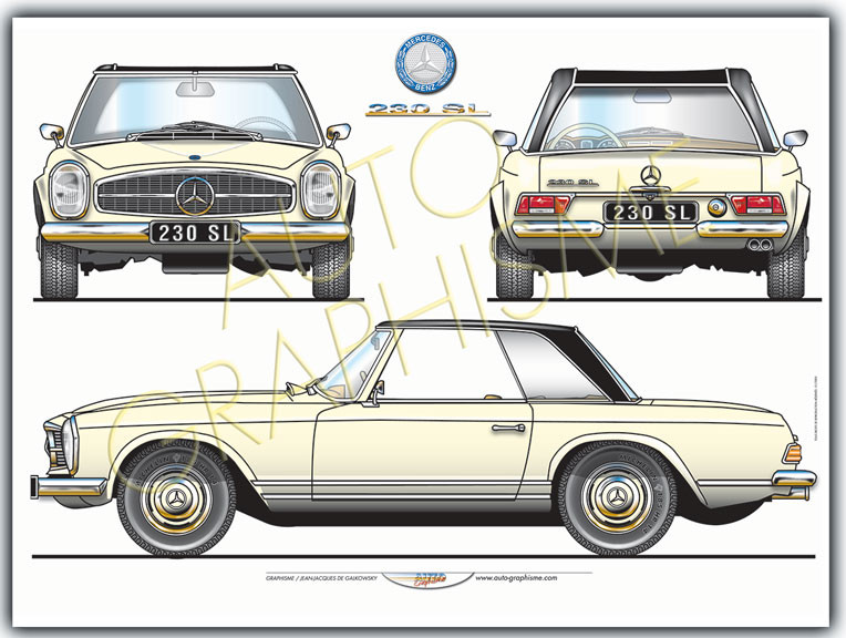 Afiş Mercedes 230 SL Pagoda - AG-MER02 - MER02 - 36617681497698