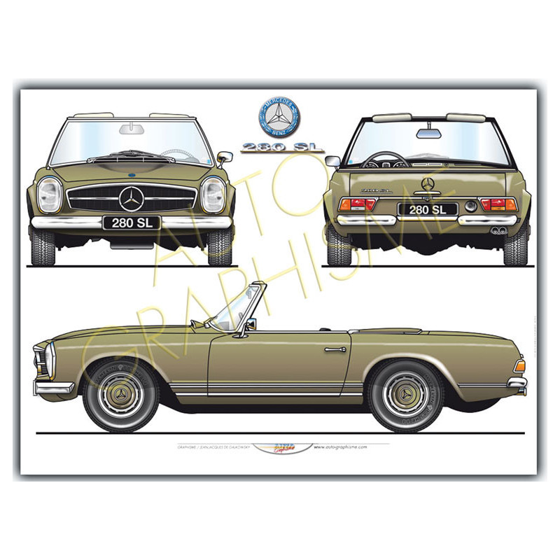 Mercedes 280 SL Pagode Poster - AG-MER03 - MER03 - 36617681497705