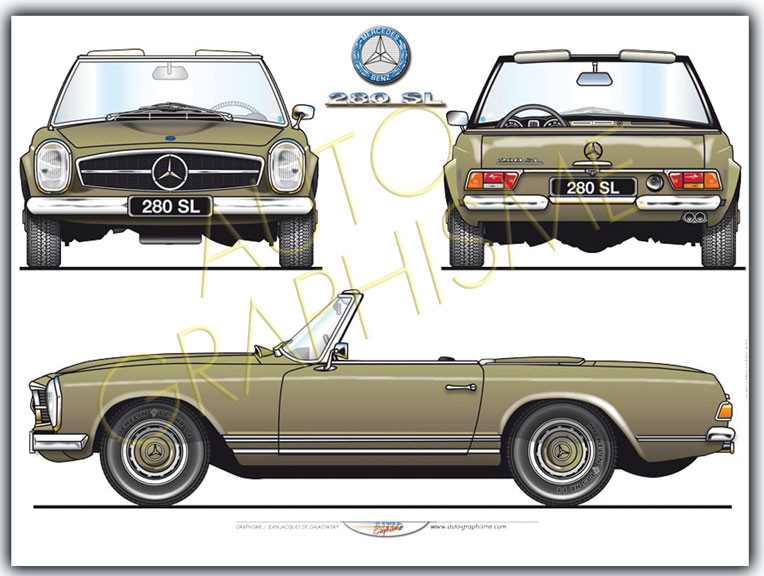 Mercedes 280 SL Pagode Poster - AG-MER03 - MER03 - 36617681497705