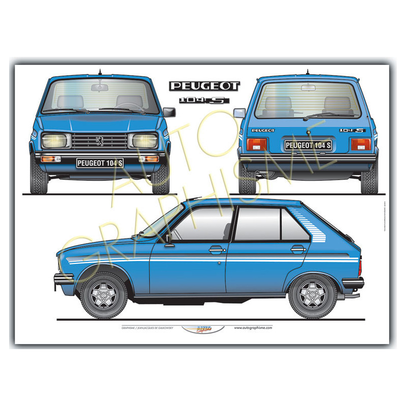 Peugeot 104 S poster - AG-PE01 - PE01 - 36617681497795