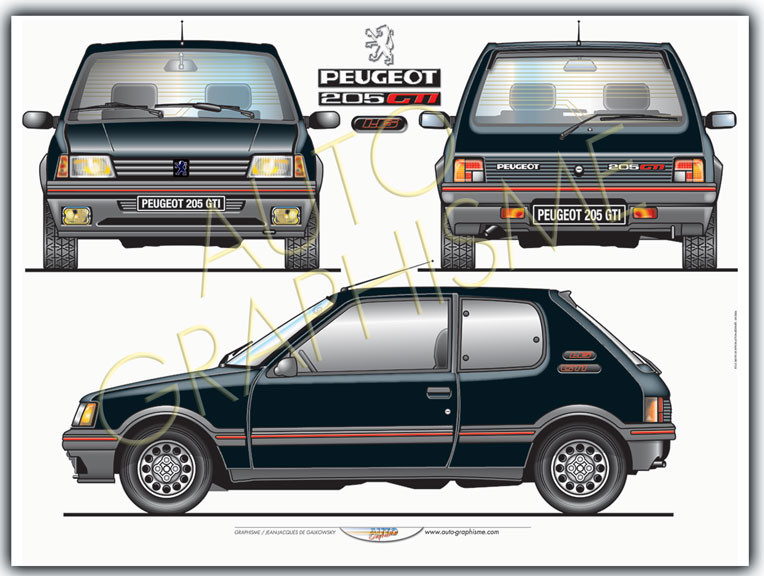 Peugeot 205 GTI 1.6L poster - AG-PE04 - PE04 - 36617681497822