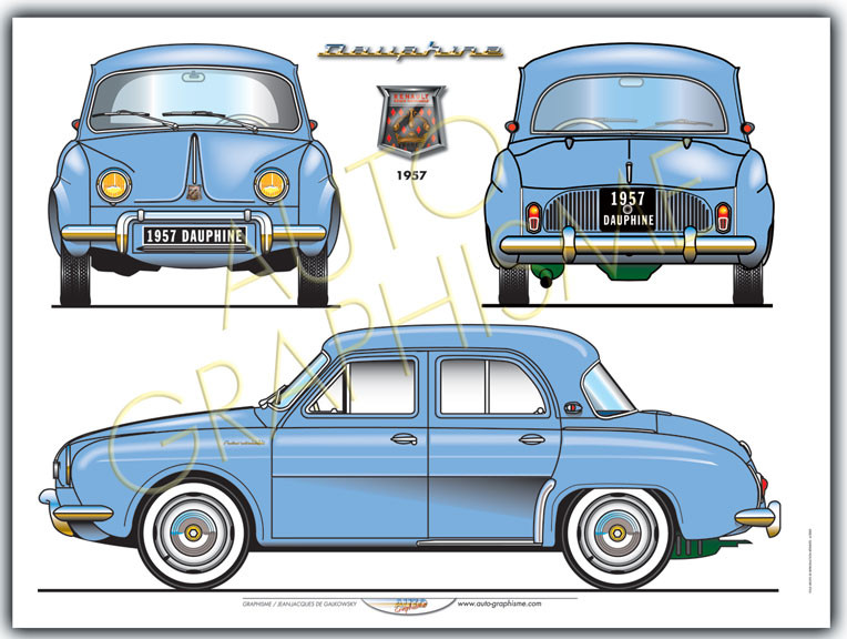 1957 Renault Dauphine poster - AG-RE06 - RE06 - 36617681497979