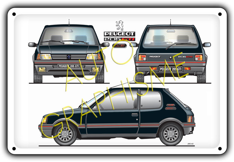 Peugeot 205 GTI 1.6L Metalen plaat - AG-FO-003 - FO-003 - 36617681517594