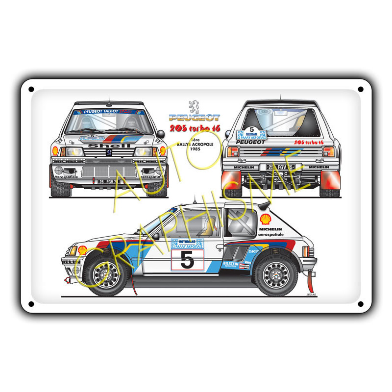 Pannello metallico Peugeot 205 TURBO 16 - AG-FO-004 - FO-004 - 36617681517601