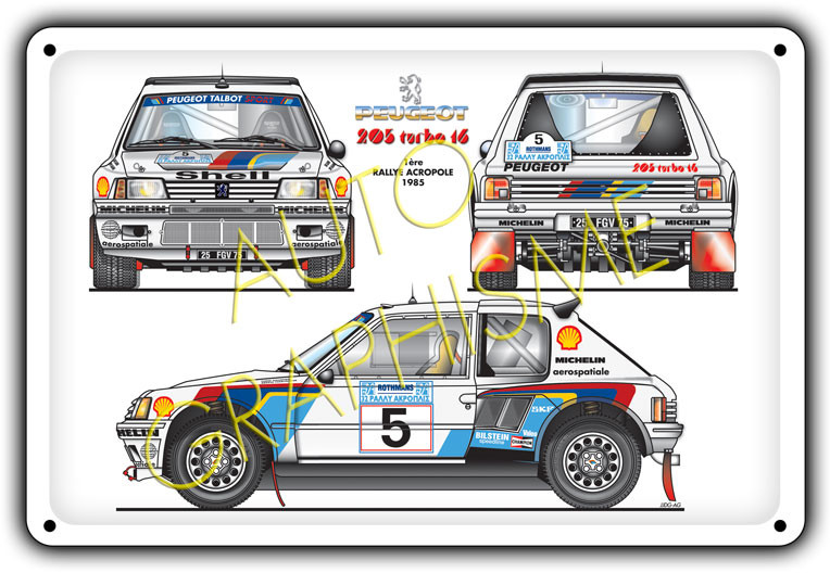 Plaque Métallique Peugeot 205 TURBO 16 - AG-FO-004 - FO-004 - 36617681517601
