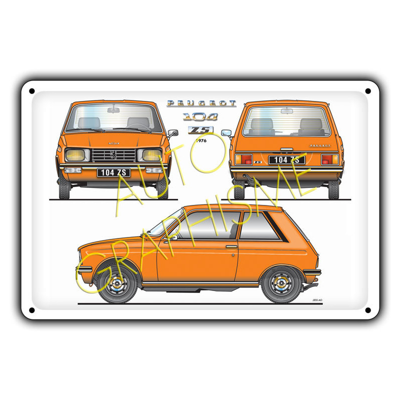 Metalen plaat Peugeot 104 ZS - AG-FO-005 - FO-005 - 36617681517611