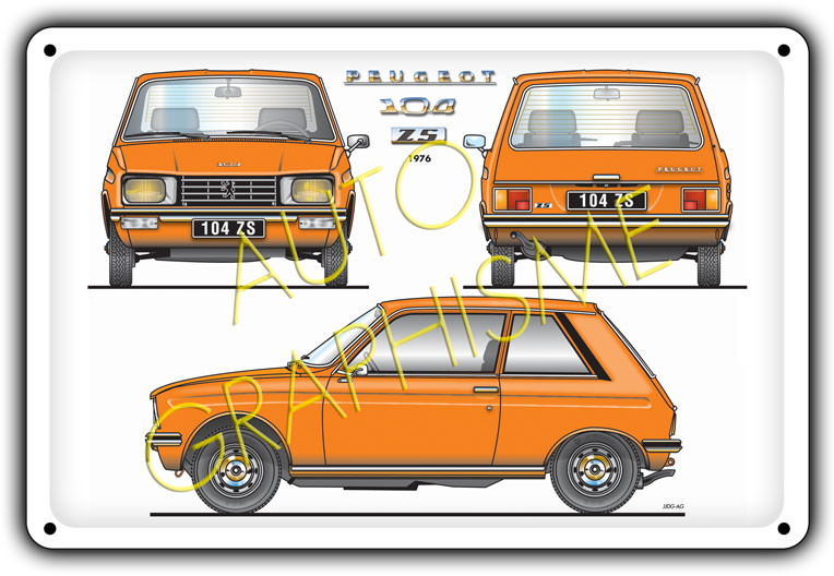Placă metalică Peugeot 104 ZS - AG-FO-005 - FO-005 - 36617681517611