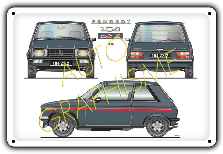 Metalen plaat PEUGEOT 104 ZS2 - AG-FO-006 - FO-006 - 36617681517621