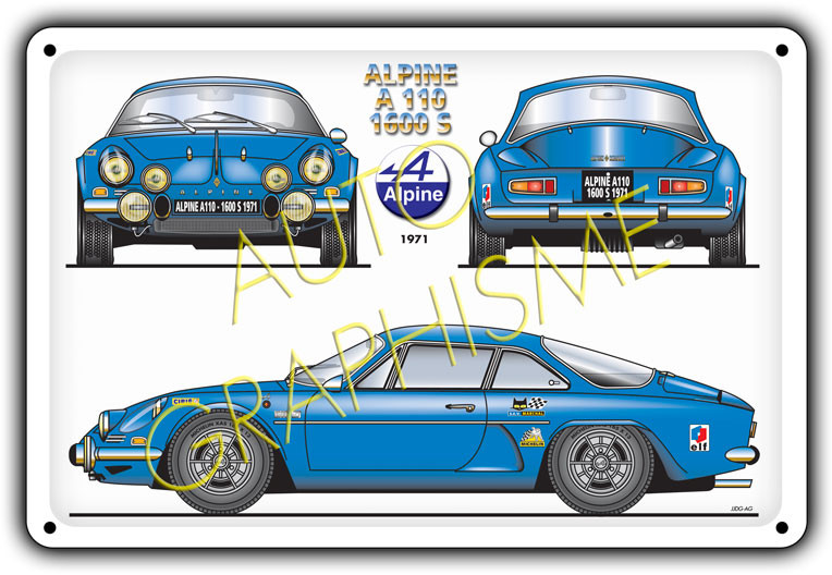 ALPINE A310 V6 20x30cm Metalen plaat - GT2i - AG-FO-012 - FO-012 - 3661768835104