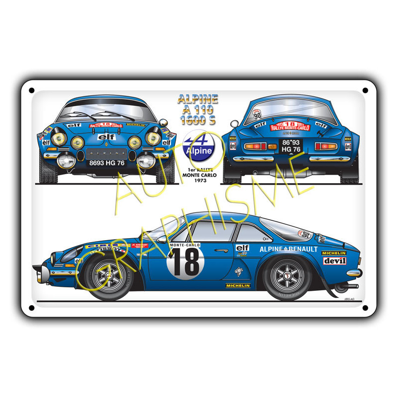 Alpine A110 1600S MC Metalen plaat - AG-FO-013 - FO-013 - 36617681517691