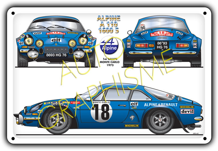 Plaque Métallique Alpine A110 1600S MC - AG-FO-013 - FO-013 - 36617681517691