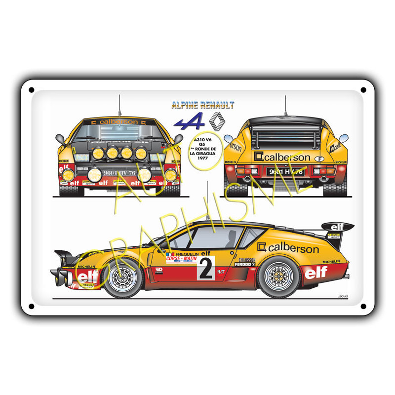 ALPINE A310 V6 CALBERSON Metalen plaat - GT2i - AG-FO-014 - FO-014 - 36617681517708
