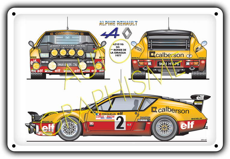 ALPINE A310 V6 CALBERSON Metalen plaat - GT2i - AG-FO-014 - FO-014 - 36617681517708