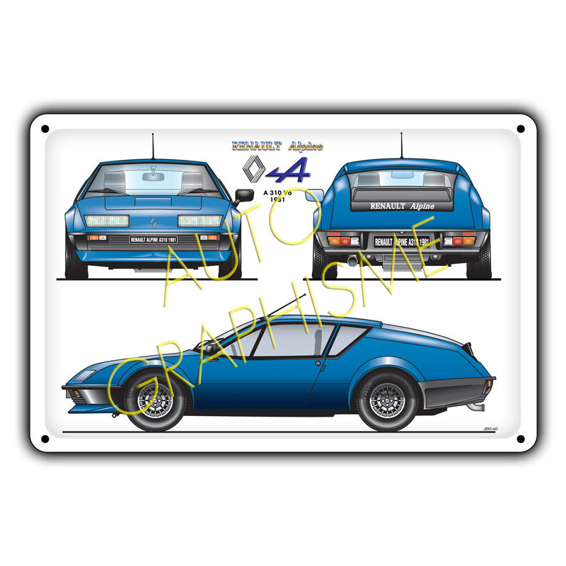 Alpine A310 V6 Metalen Plaquette 20x30cm - GT2i - AG-FO-015 - FO-015 - 36617681517718