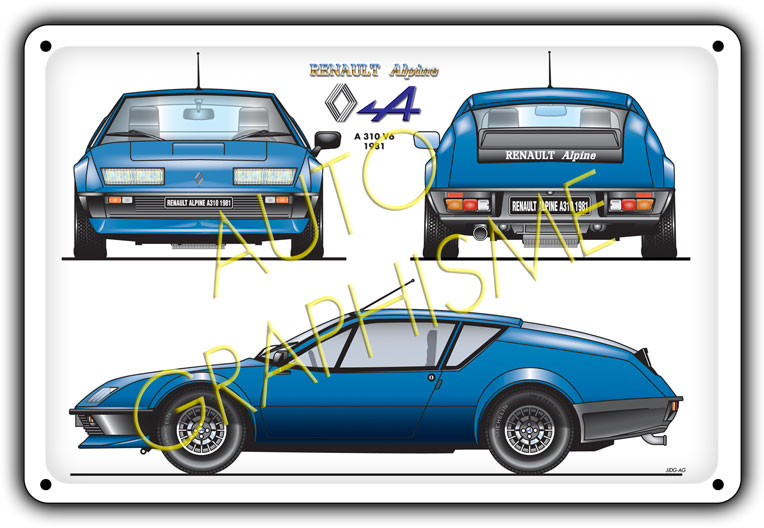 Plaque Métallique Alpine A310 V6 20x30cm - GT2i - AG-FO-015 - FO-015 - 36617681517718