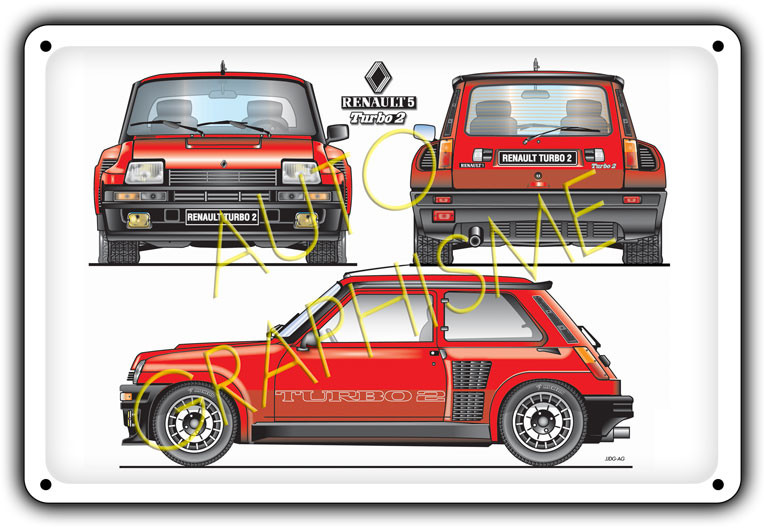 Metalen plaat Renault R5 Turbo 2 1984 - GT2i - AG-FO-019 - FO-019 - 36617681517758