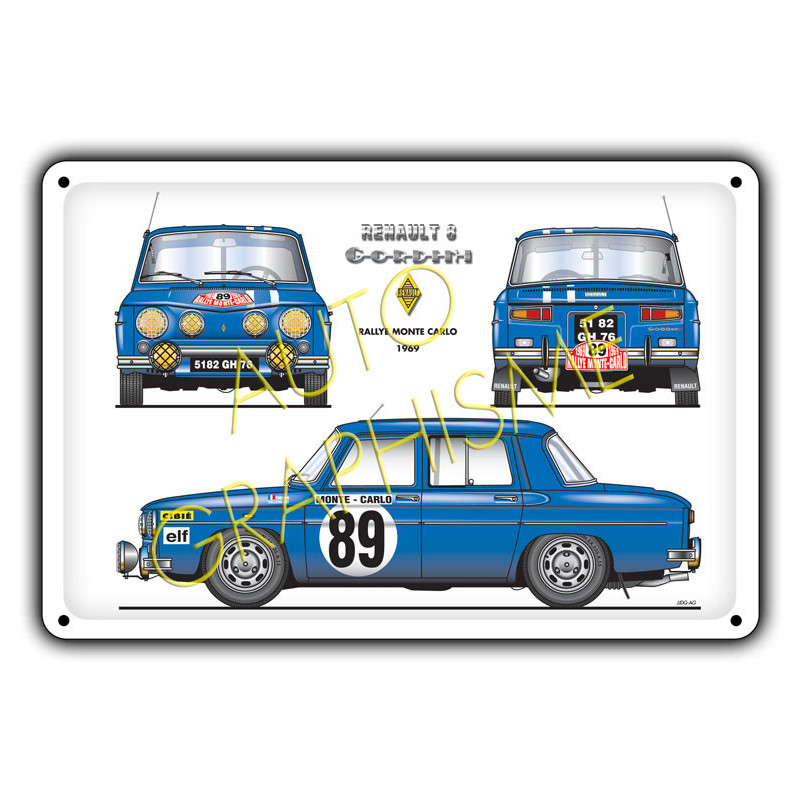 Metalen plaat Renault 8 Gordini Mc - AG-FO-021 - FO-021 - 36617681517778