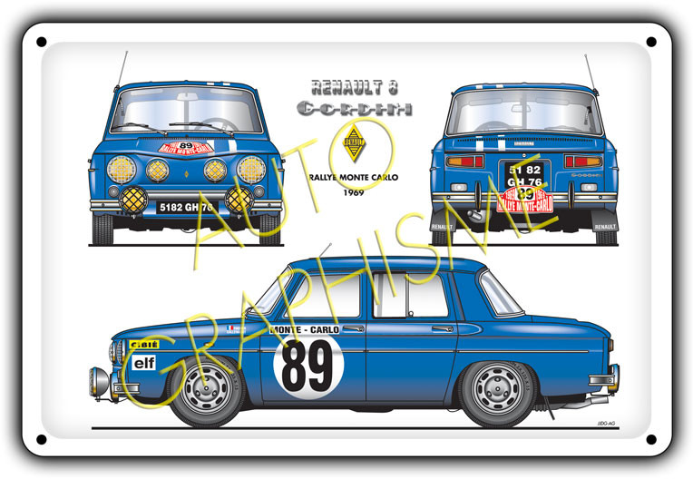 Metalen plaat Renault 8 Gordini Mc - AG-FO-021 - FO-021 - 36617681517778