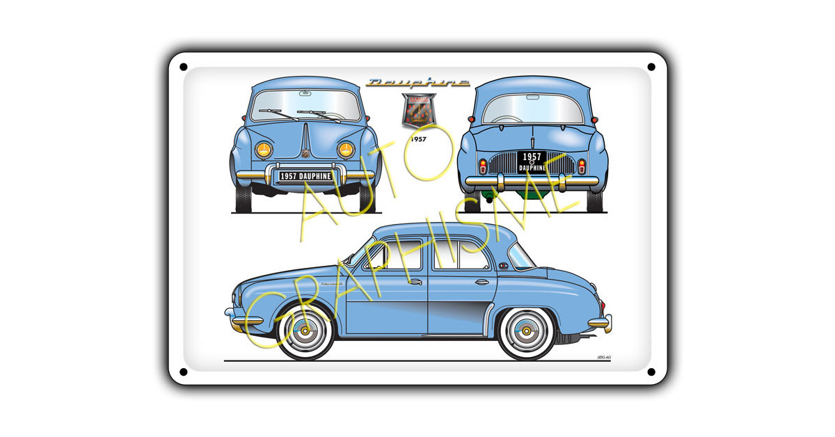 Plaque Métallique Renault Dauphine 1957