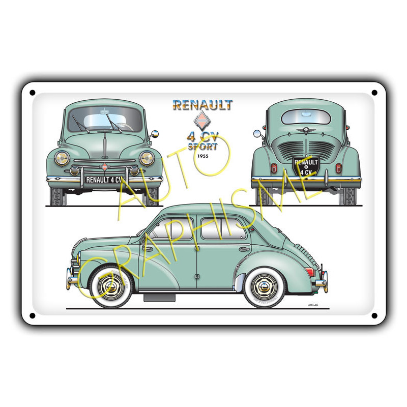 Metalen plaat Renault 4cv - AG-FO-026 - FO-026 - 36617681517825