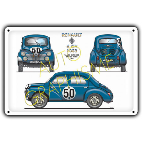 Plaque Métallique Renault 4CV 1063 Le Mans
