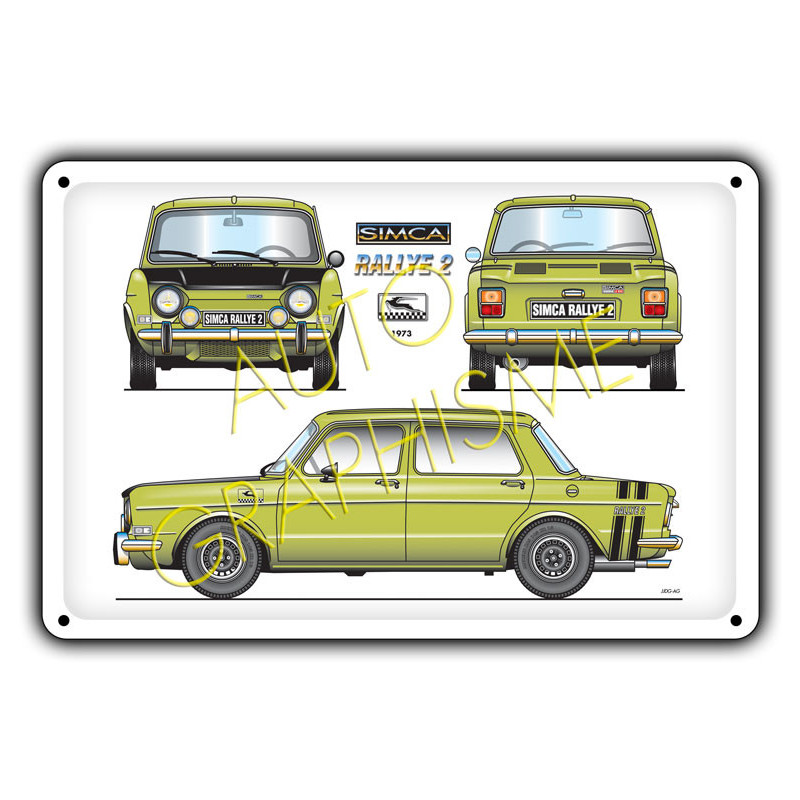 Metalen plaat Simca Rallye 2 1973 - AG-FO-030 - FO-030 - 36617681517865