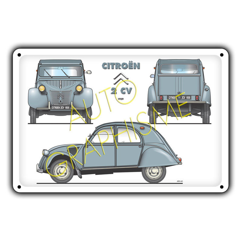 Metalen plaat CITROEN 2CV - AG-FO-039 - FO-039 - 36617681517952