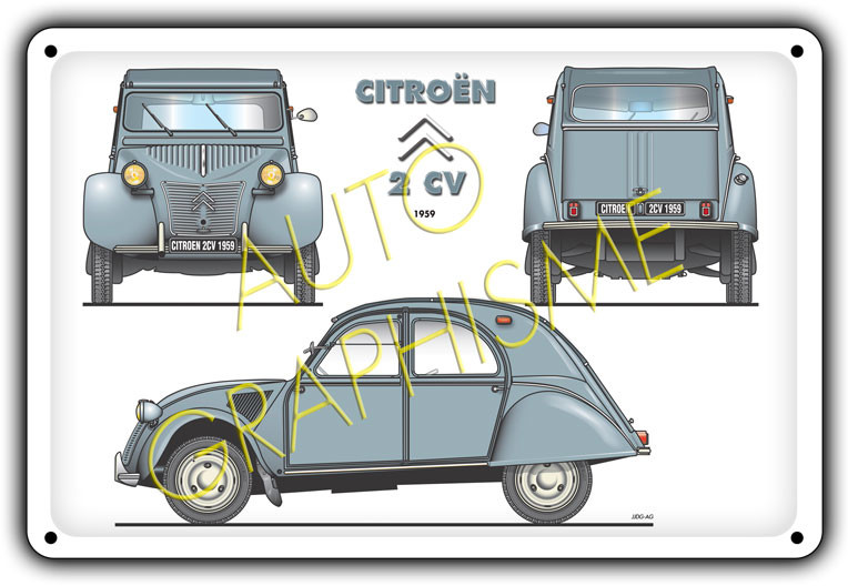Plaque Metallique CITROEN 2CV - AG-FO-039 - FO-039 - 36617681517952