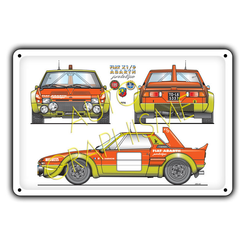 FIAT X1-9 PROTOTIPO ABARTH metalen plaat. - AG-FO-048 - FO-048 - 36617681518048