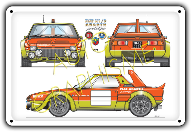 Plaque Metallique FIAT X1-9 PROTOTIPO ABARTH. - AG-FO-048 - FO-048 - 36617681518048