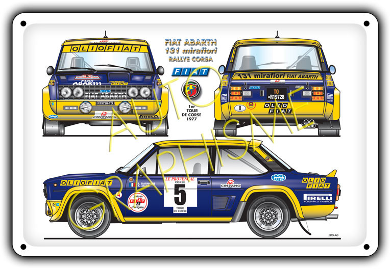 Plaque Métallique Fiat 131 Abarth - AG-FO-049 - FO-049 - 3661768835210