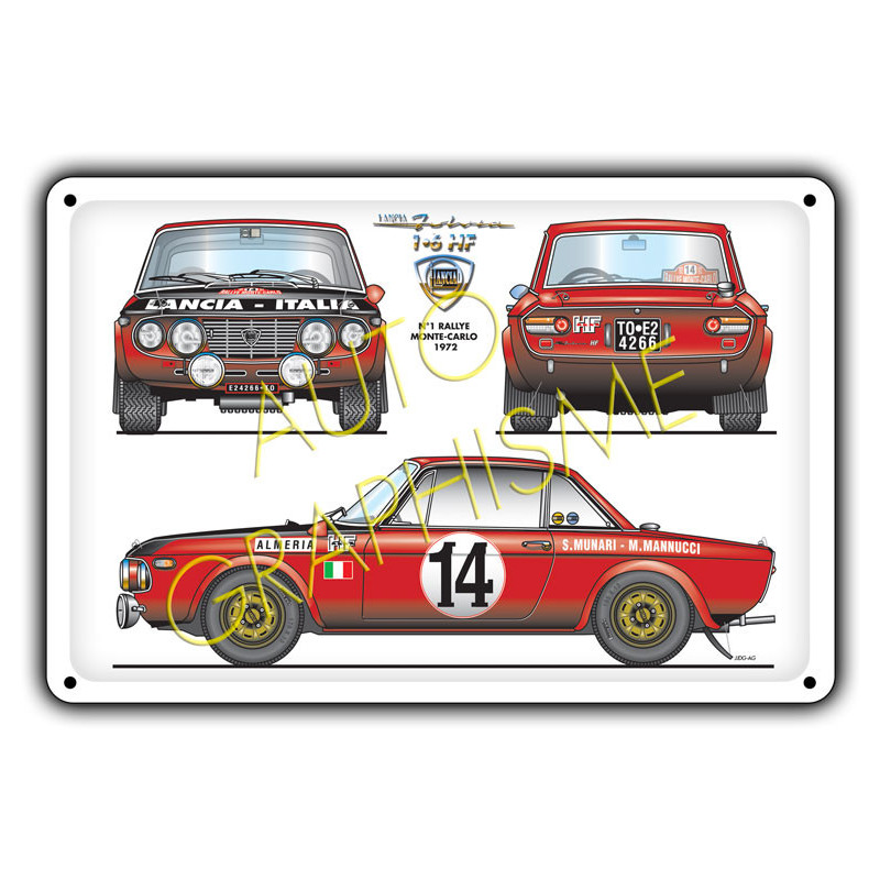 Lancia Fulvia 1.6 HF Mc Metalen Plaat - AG-FO-050 - FO-050 - 3661768835227